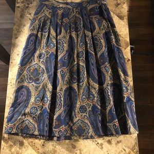 Vintage JG Hook Paisley Skirt Olive & Blue